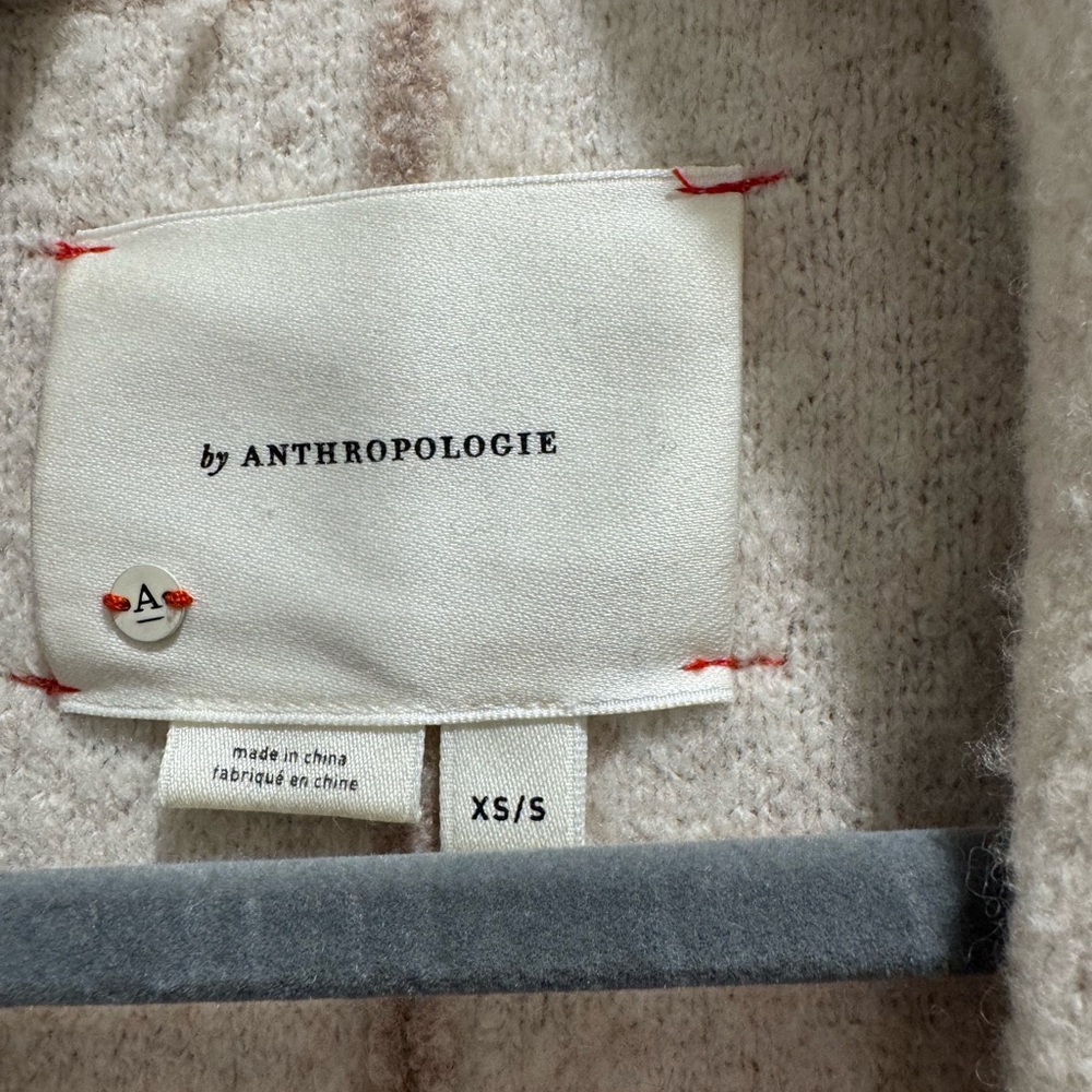 Anthropologie Cream and Tan Shrug Sweater with Oversized Fit - Picture 2 of 5